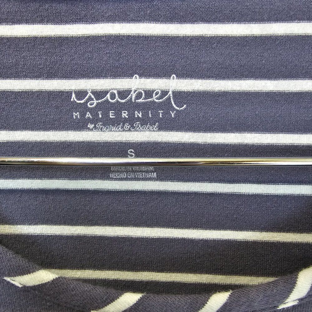 Isabel Maternity Ingrid & Isabel Blue Grey Ruched T-Shirt Dress Stripe Size S - Picture 5 of 6